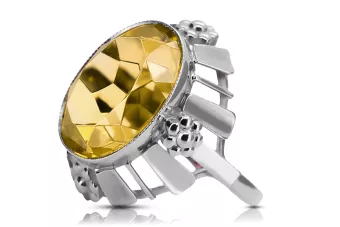 Vintage jedinečný kruh Žlutý Perydot 925 Sterling Silver VRC043S